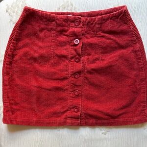 Stylish Red Corduroy Mini Skirt